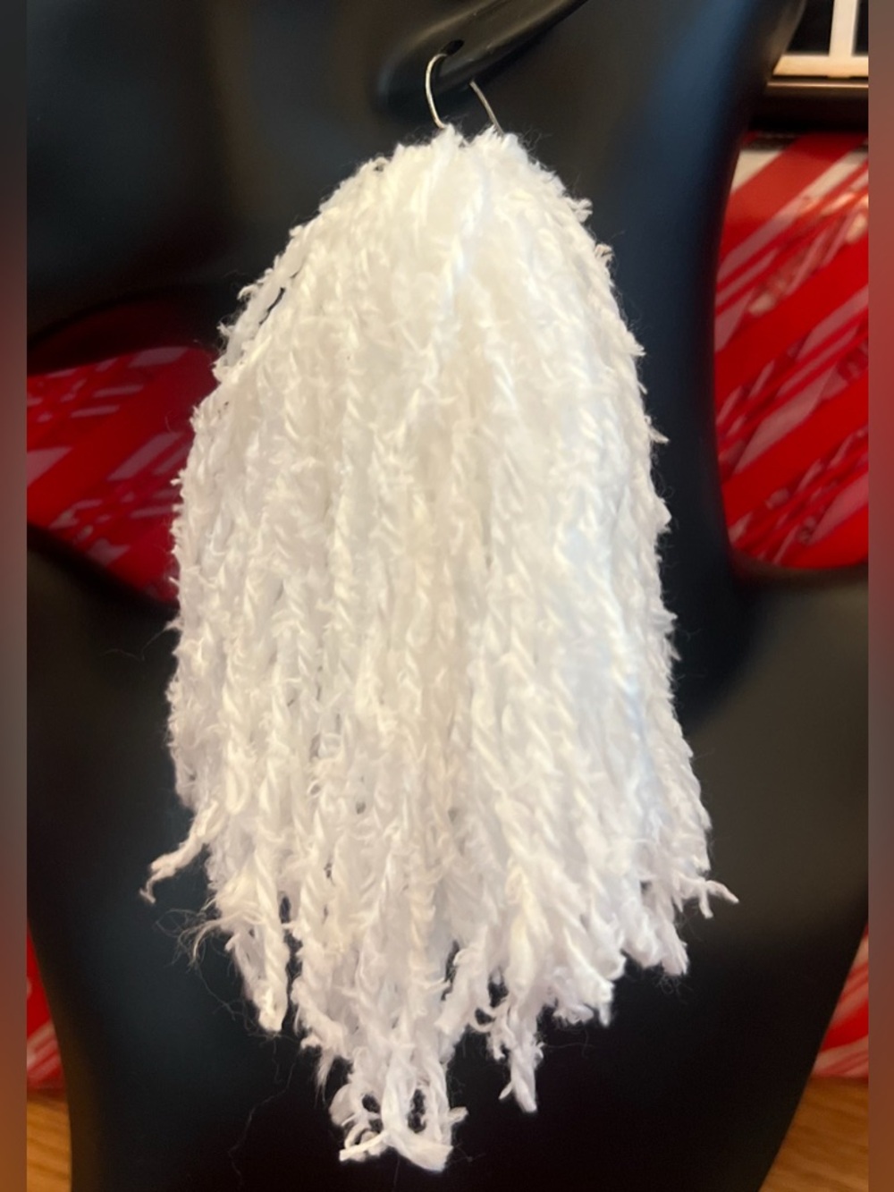White Fringe Tassel Statement Earrings - Picture 2 of 2